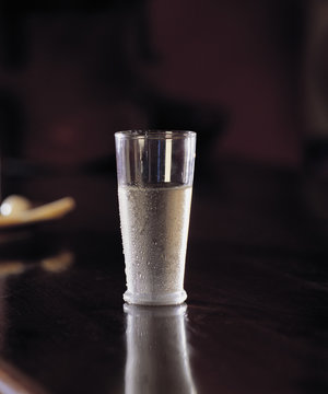Glass of water on table