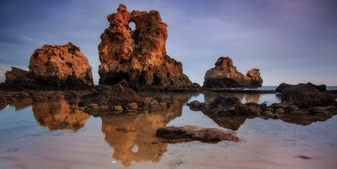 Panorama of the beach Arrifes in Albufeira. Portugal