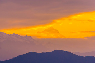 Fototapeta na wymiar Evening view of Ama Dablam on the way to Everest Base Camp. Nepal