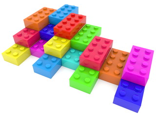 Toy cubes of different colours