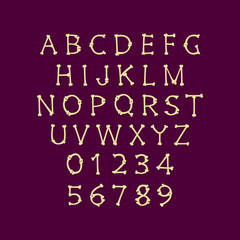Bone font vector letters and numbers isolated