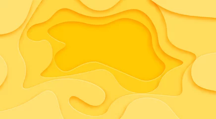 Schattierungen von gelbem Hintergrund werden aus Papier geschnitten. Platz für die Anzeige der Ankündigung. abstrakte Kunst des Schnitzens. Illustration © lily_studio