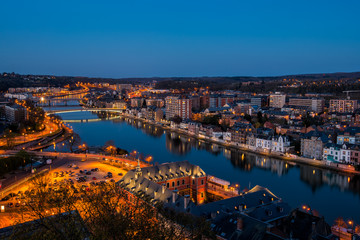 Night view on the city of Namur, Belgium