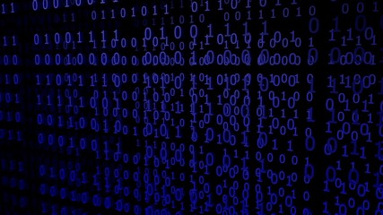 Fototapeta premium Blue Binary Codes on a black Background (3d Rendering)