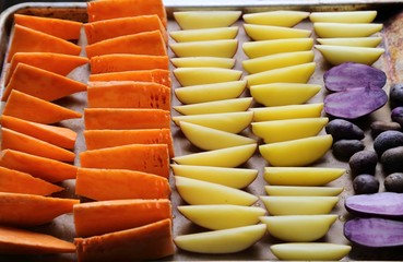 Obraz premium Different types of potatoes.