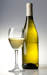 Bottle of White Wine and Glass