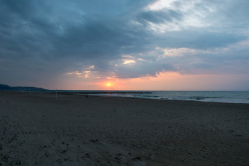 The beach of benicasim in a beautiful sunrise