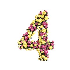 Flowered numbers floral collection 3d illustration