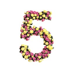 Flowered numbers floral collection 3d illustration