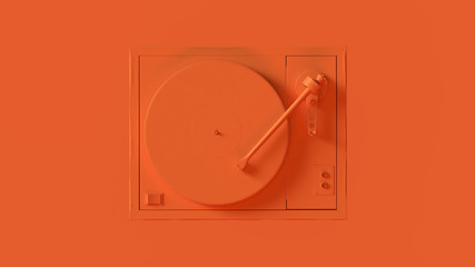Orange Vintage Turntable Record Player 3d illustration 3d render