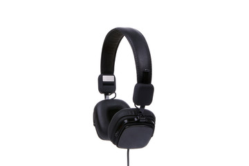 Black headphones isolated on white background