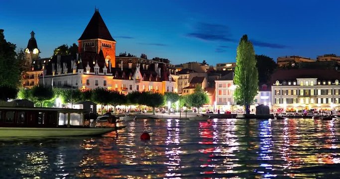 Night view of Lausanne, Switzerland