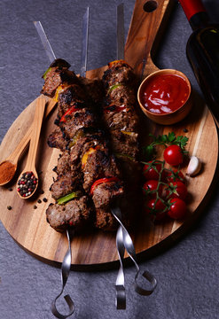 Kebab with spices and vegetables