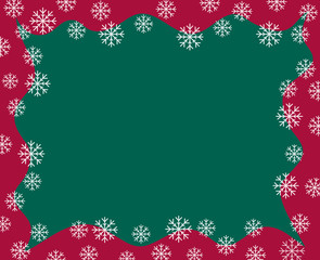 vector christmas border red waved frame covered by snow flakes o