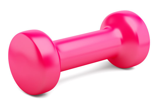 pink dumbbell isolated on white background