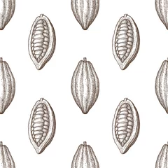 Fototapete Küche Nahtloses Muster mit Kakaofrüchten