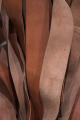 Ribbons of leather used to make belts