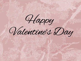 Stylized pink marble texture background with Happy valentine day lettering