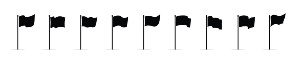 Vector waving flags icon set isolated on white background - obrazy, fototapety, plakaty