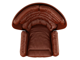 Leather brown chair on a white background 3d rendering