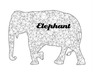 Silhouette of elephant. Linear graphics.