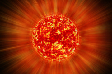 An image of a detailed sun in space. Star, solar storm. The power of the sun in the space with...