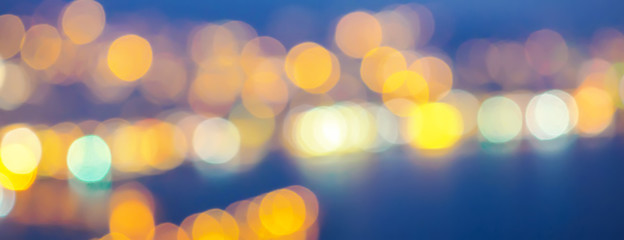 Abstract background selective focus bokeh lights of big city