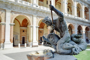 Detail of a fountain statue - Loreto, Italy