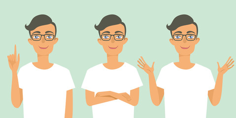 Obraz premium Young nerd guy in casual clothes