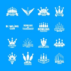 Fototapeta na wymiar Bowling kegling game icons set. Simple illustration of 16 bowling kegling game vector icons for web
