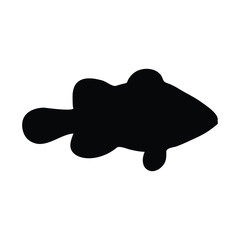 A black and white silhouette of a fish