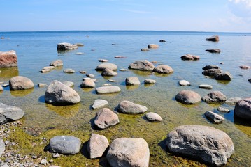 Erratic boulders on the Gulf of Finland shore near Kasmu village in northern Estonia