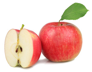 Red apples isolated on white background