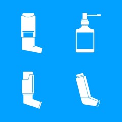 Inhaler breather deep breath health care asthma icons set. Simple illustration of 4 Inhaler breather deep breath health care asthma vector icons for web