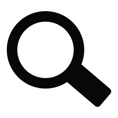 A black and white silhouette of a magnifying glass