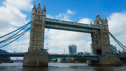Fototapeta na wymiar View of the Tower Bridge from the River Thames, London