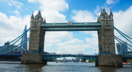 Fototapeta na wymiar View of the Tower Bridge from the River Thames, London