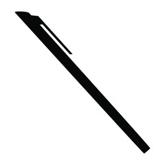 A black and white silhouette of a pen