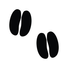 A black and white silhouette of a hoof print