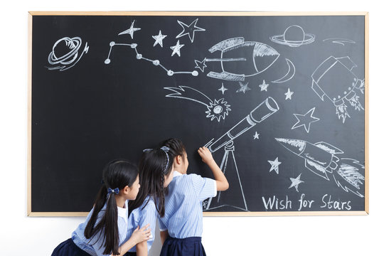Cute little girls in the classroom