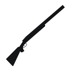 A black and white silhouette of a shotgun