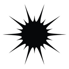 A black and white silhouette of the sun