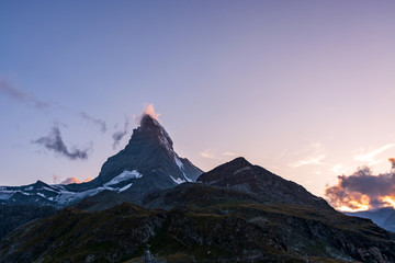 Matterhorn with a clear sky during sunset