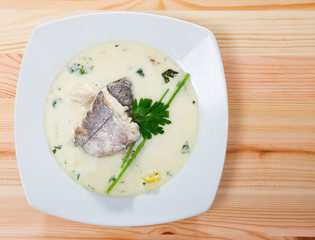 Top view of Scottish soup Cullen skink