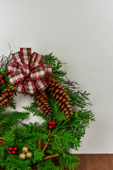 A decorated wreath for Christmas