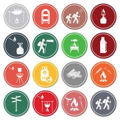 Set of travel and camping equipment icons