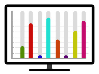 Colored business graph on a computer screen. Vector illustration design