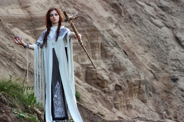 Shaman with Staff and glass ball outdoor