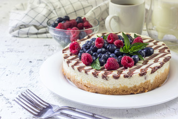 Homemade cheesecake with fresh berries