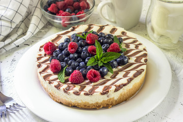 Homemade cheesecake with fresh berries